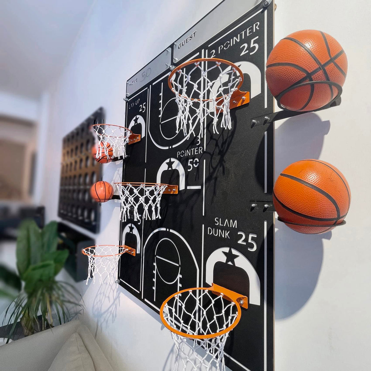 All-Star Basketballkorb XXL – Riesiges Wandspiel aus Metall, 4 Körbe
