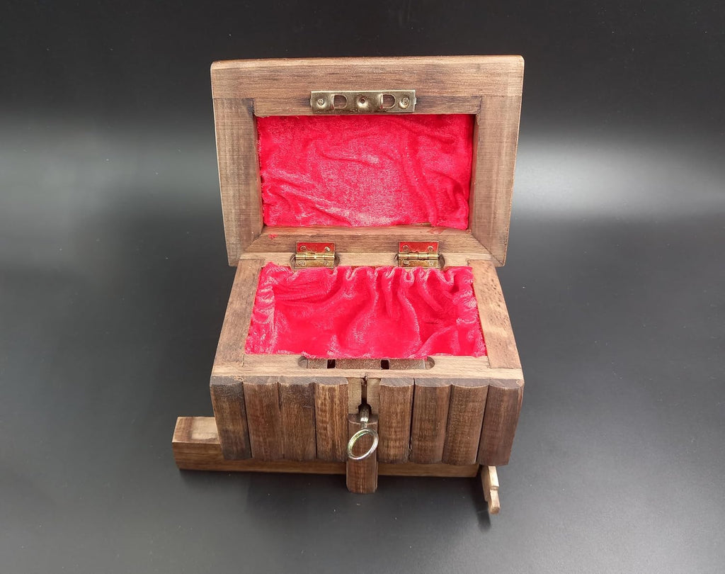 Walnut Treasure Secret Magic Box Handgefertigte einzigartige Schmuckschatulle mit verstecktem Schlüssel (klein)