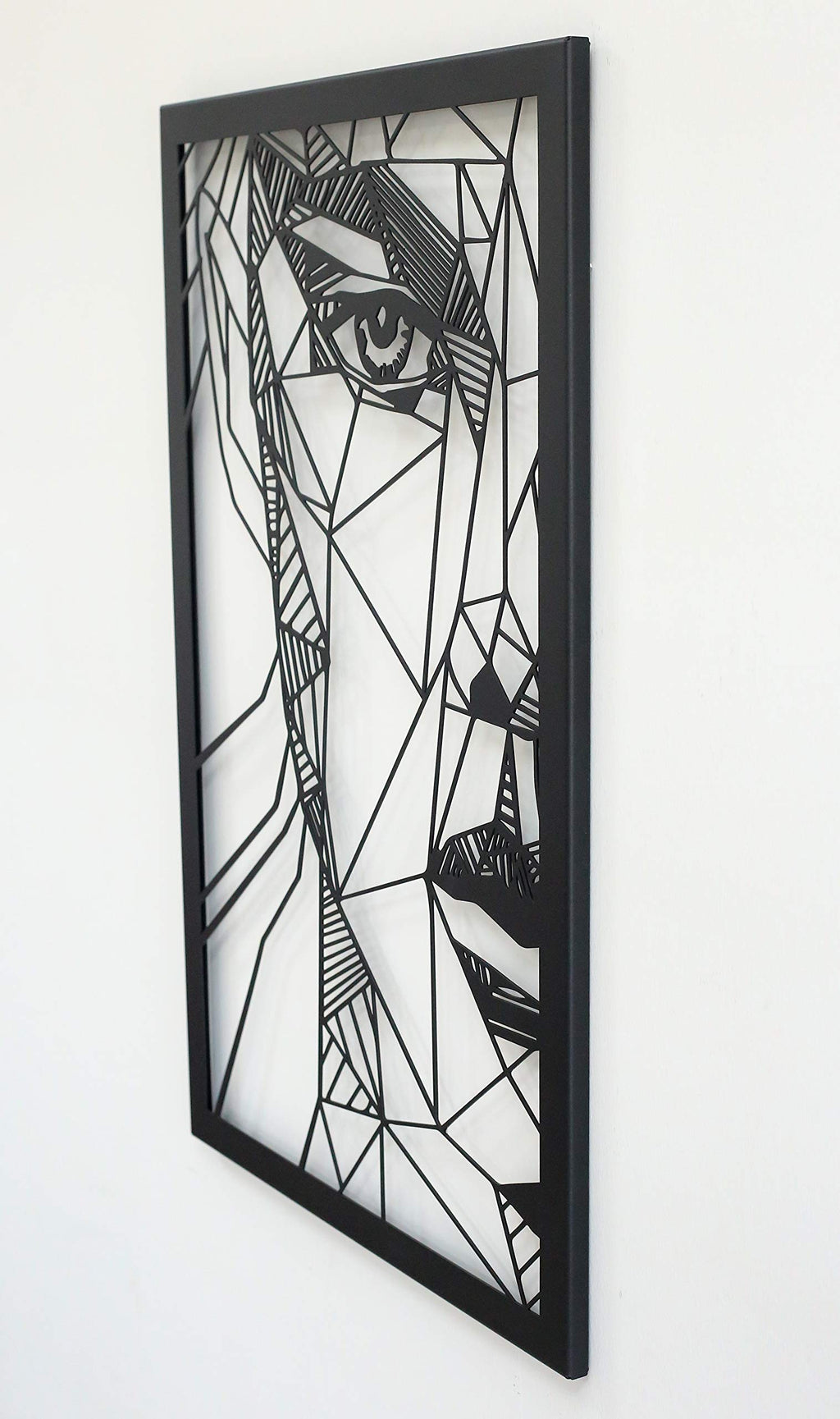 Abstraktes Frauengesicht (links) – Metall-Wandkunst, Schwarz, ca. 40 × 60 cm