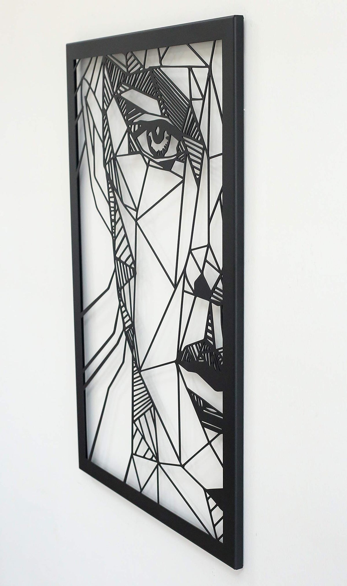 Abstraktes Frauengesicht (links) – Metall-Wandkunst, Schwarz, ca. 40 × 60 cm