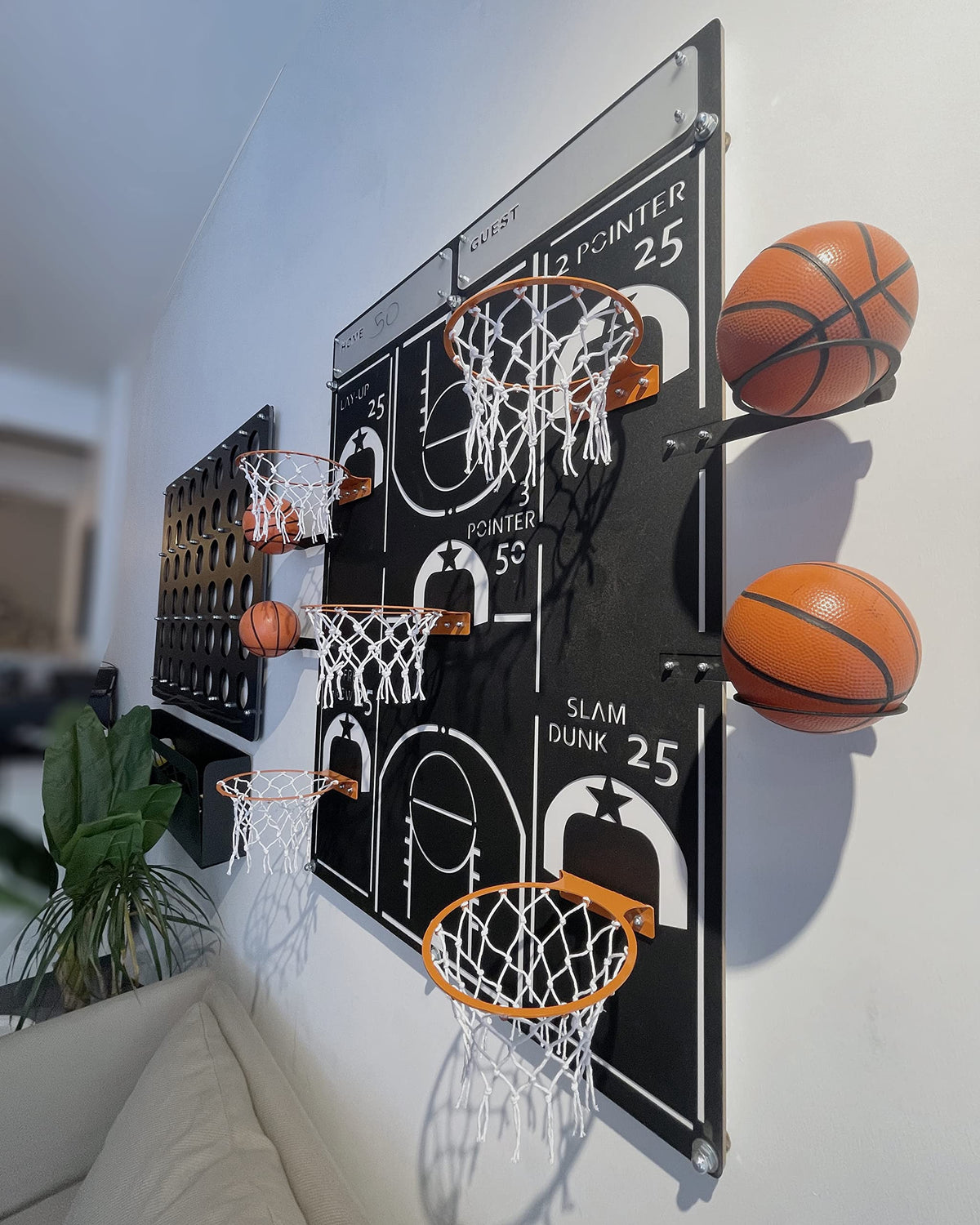 All-Star Basketballkorb XXL – Riesiges Wandspiel aus Metall, 4 Körbe