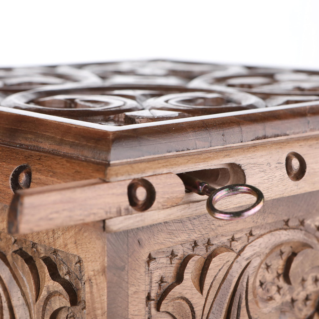 Walnut Treasure Secret Magic Box Handgefertigte einzigartige Schmuckschatulle mit verstecktem Schlüssel (klein)