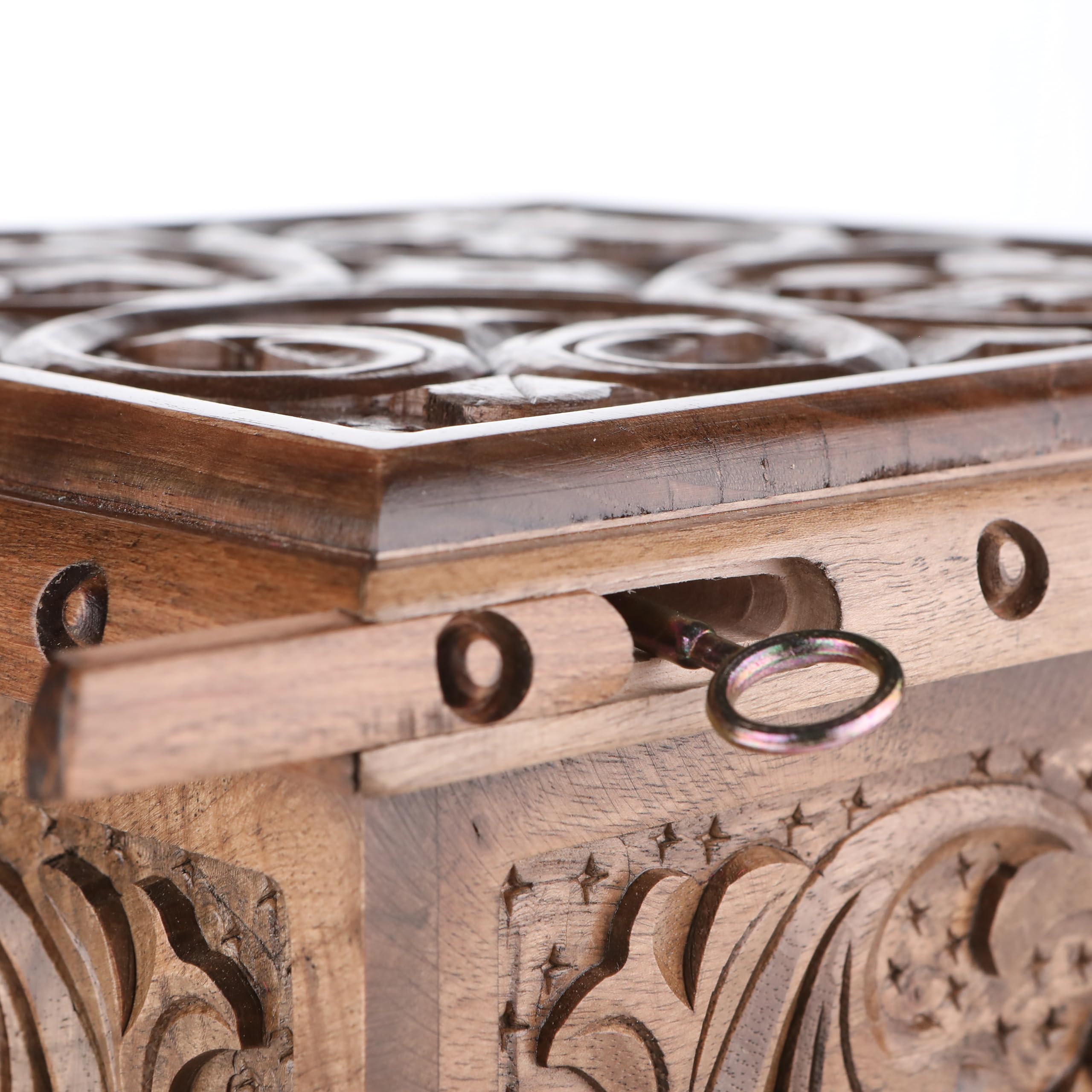 Walnut Treasure Secret Magic Box Handgefertigte einzigartige Schmuckschatulle mit verstecktem Schlüssel (klein)