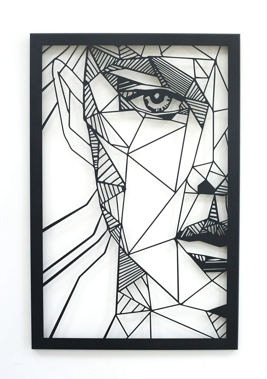 Abstraktes Frauengesicht (links) – Metall-Wandkunst, Schwarz, ca. 40 × 60 cm