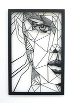 Abstraktes Frauengesicht (links) – Metall-Wandkunst, Schwarz, ca. 40 × 60 cm