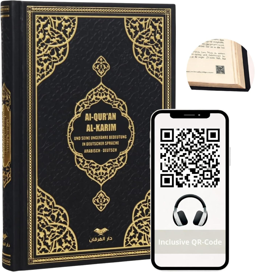 Der edle Koran – Arabisch-Deutsch | Übersetzung von Abu-r-Ridâ Muhammad Ibn Ahmad Ibn Rassoul | 17×24 cm | 616 Seiten | Termo-Leder, Goldschnitt, Hochwertige Ausgabe (Black)
