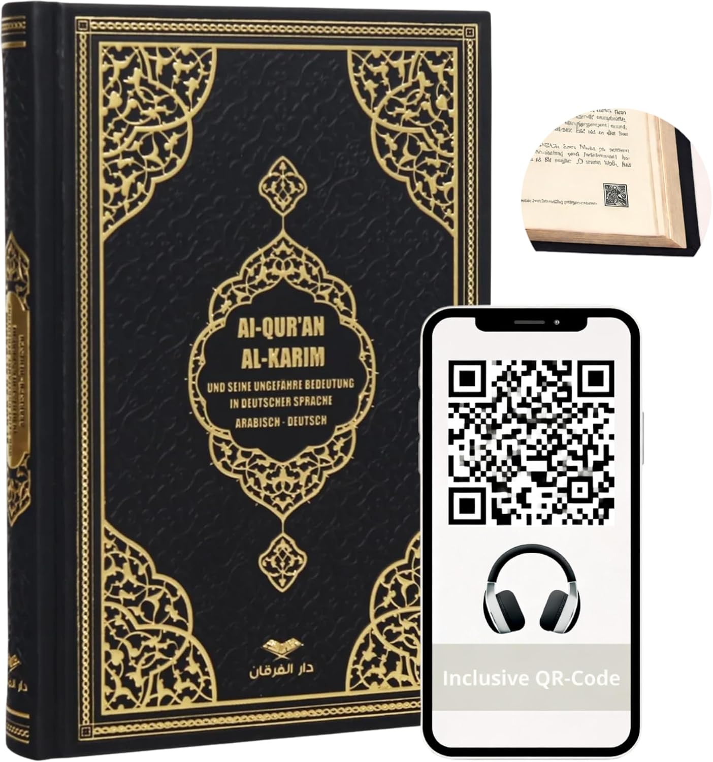 Der edle Koran – Arabisch-Deutsch | Übersetzung von Abu-r-Ridâ Muhammad Ibn Ahmad Ibn Rassoul | 17×24 cm | 616 Seiten | Termo-Leder, Goldschnitt, Hochwertige Ausgabe (Black)