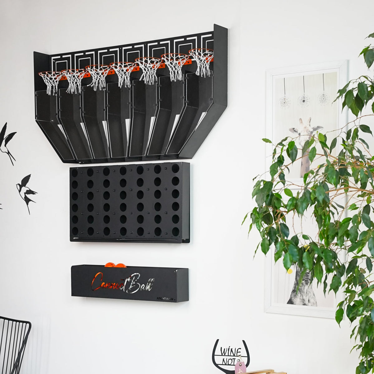 Connect Ball – Basketball trifft Vier gewinnt, XXL-Wandspiel, 110 × 130 cm