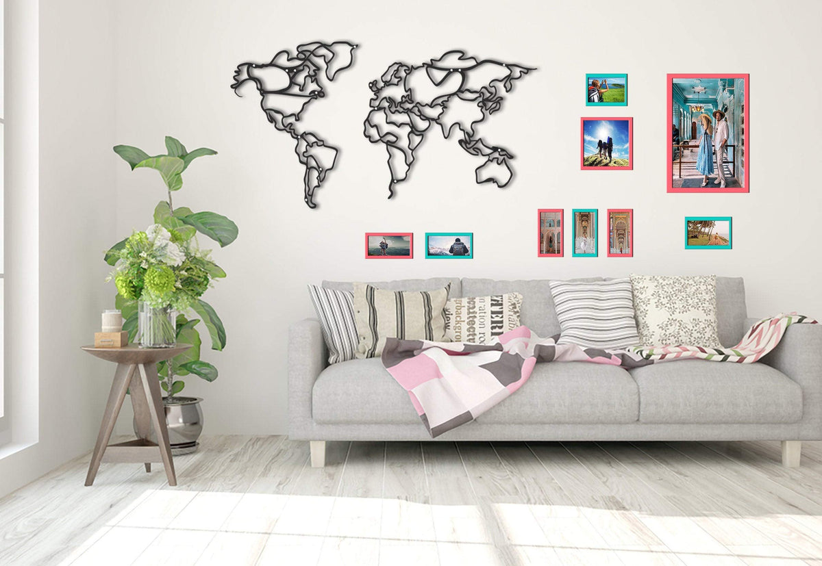 Weltkarte Dekorativ – Metall-Wandkunst 110 x 60 cm