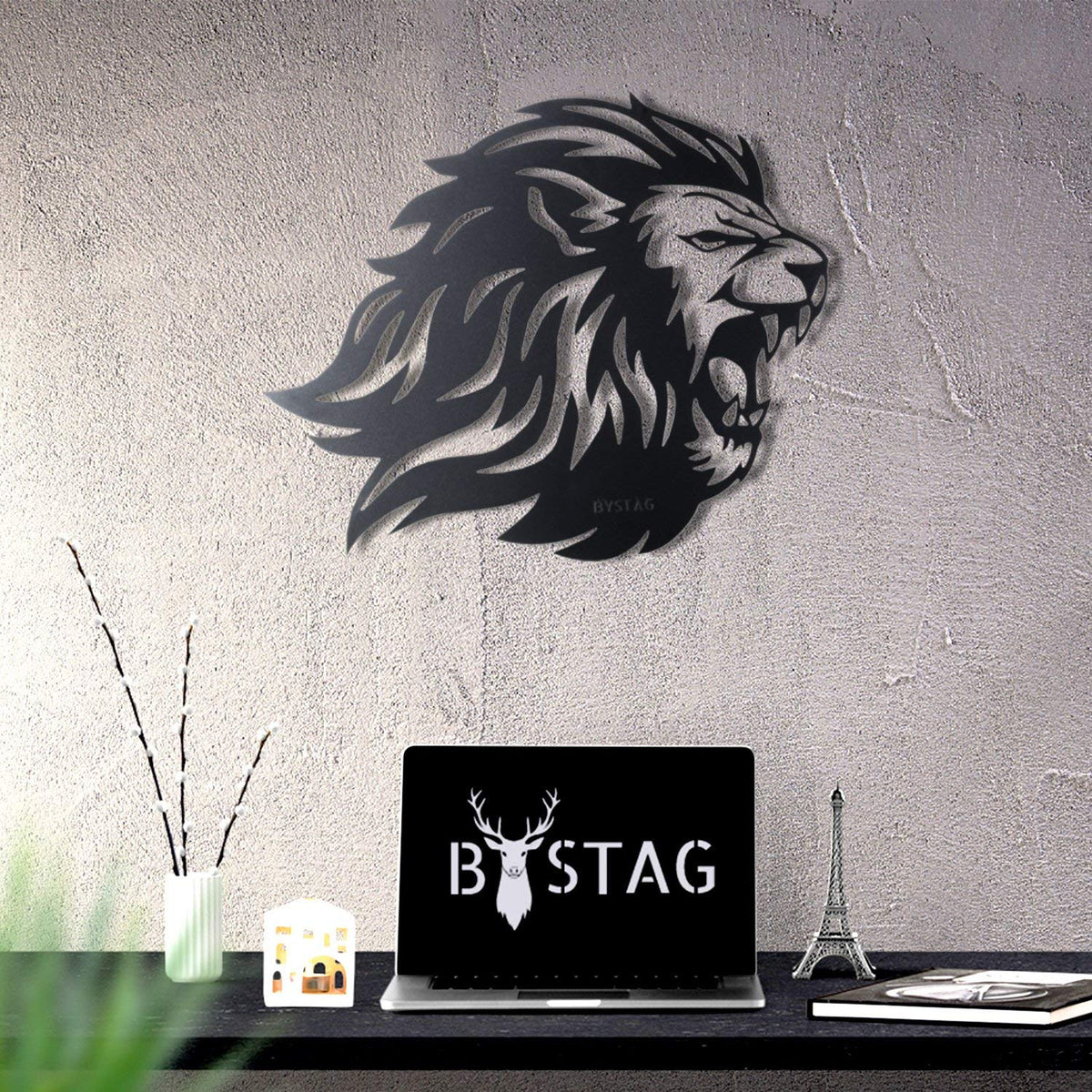 Tubibu Metall-Wanddekoration, Löwe, 3D-Metallskulptur, Wanddekoration für Zuhause, Büro, Schlafzimmer, Wohnzimmer, Außendekoration, 40,6 x 50,8 cm