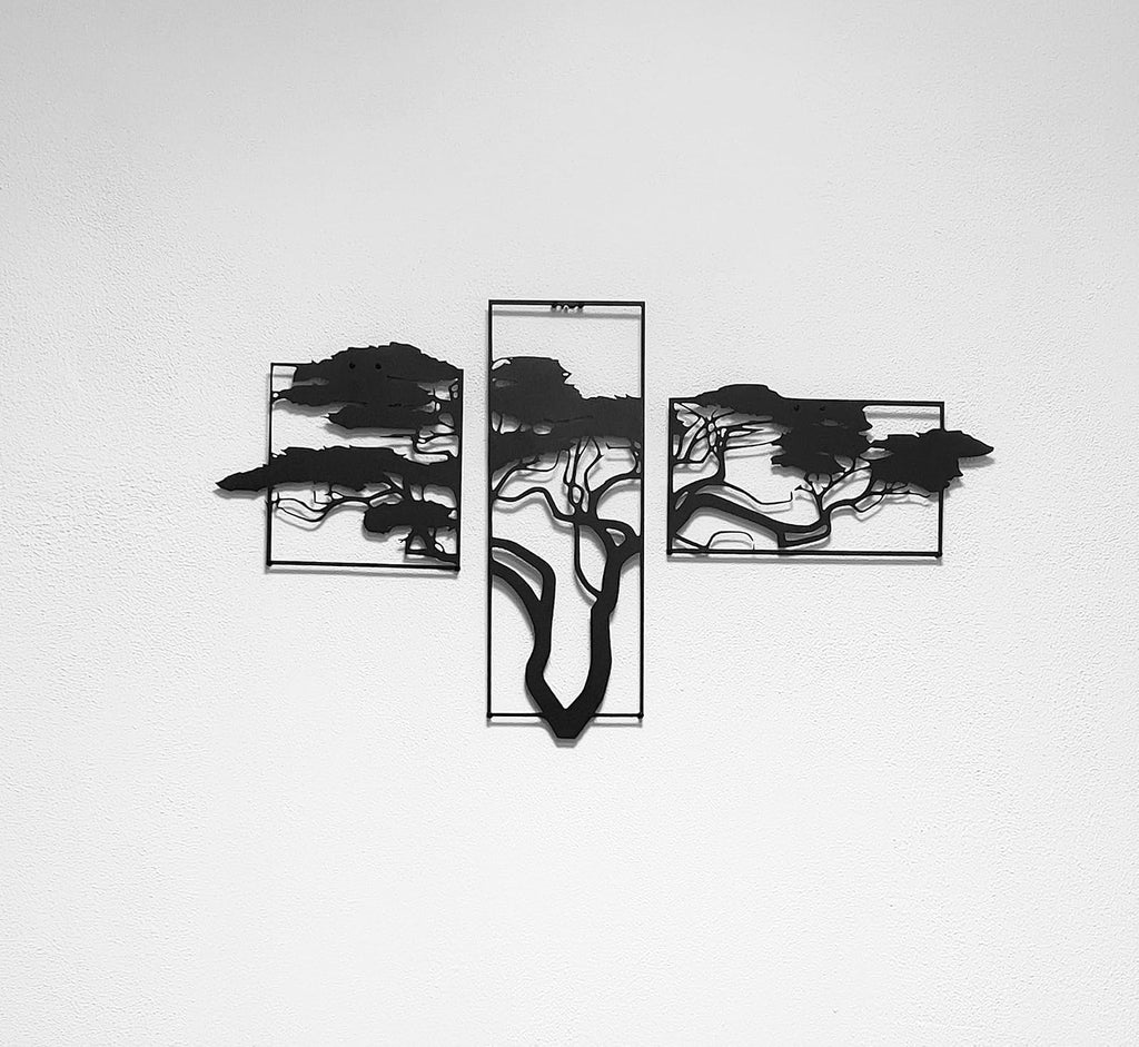 Baum des Lebens – Accasia, Schwarz – Metall-Wandkunst, 3D