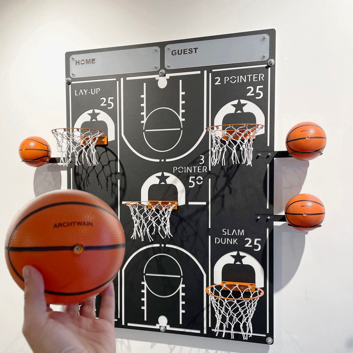 All-Star Basketballkorb XXL – Riesiges Wandspiel aus Metall, 4 Körbe