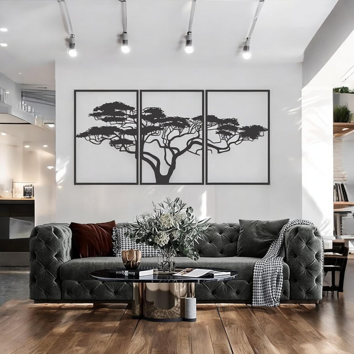 Tubibu Baum des Lebens Wanddeko, Wandbild aus Metall Schwarz, Haus Wandkunst-Dekoration, Wandaufkleber 3D, Moderne Deko, Bilder für Zuhause Büro Schlafzimmer, Wohnzimmer (African, Large)
