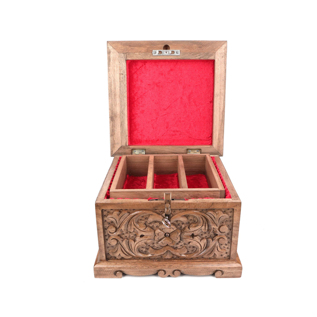 Walnut Treasure Secret Magic Box Handgefertigte einzigartige Schmuckschatulle mit verstecktem Schlüssel (klein)