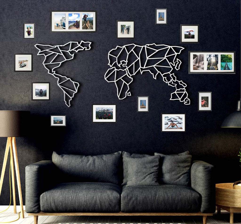 Geo Map Weltkarte Weiß – Metall-Wandkunst