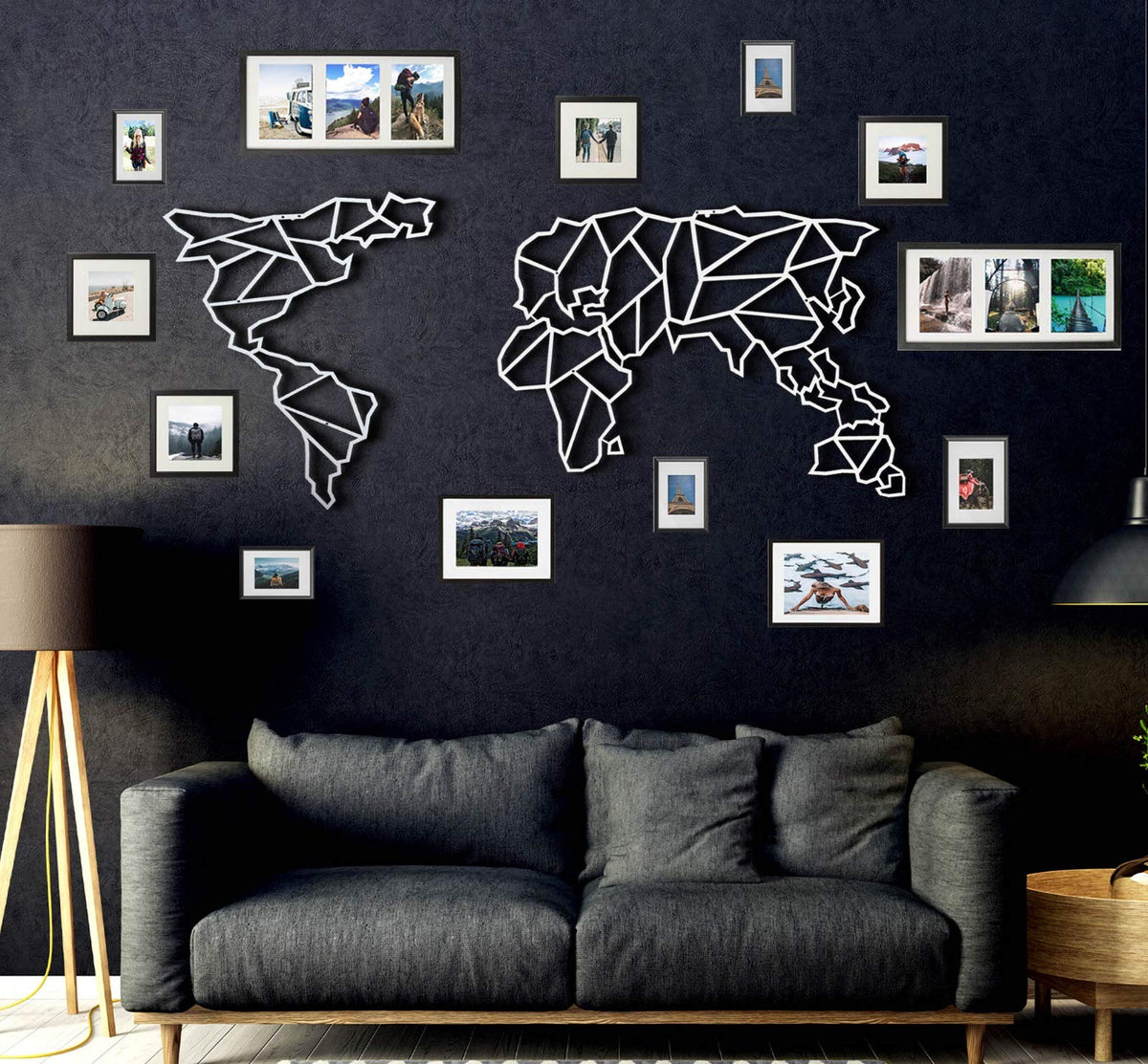 Geo Map Weltkarte Weiß – Metall-Wandkunst