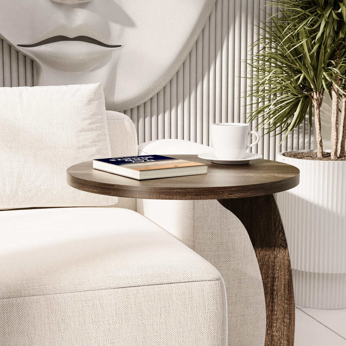 C-Form Rolltisch Walnuss