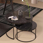 Couchtisch-Set Marmoroptik Schwarz