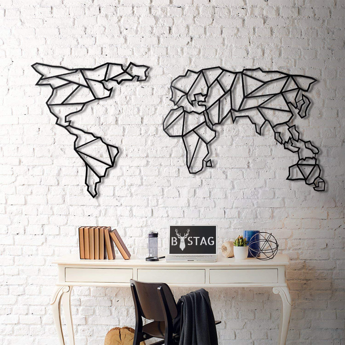 Geo Map Weltkarte Schwarz – Metall-Wandkunst