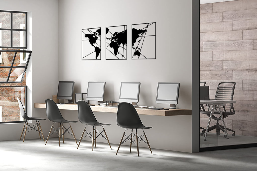 Tubibu Moderne Metall-Wandkunst 3er Set, 100% Metall - Metallische Wanddekoration, Wandbehang für Wohnzimmer, Schlafzimmer, Wohnheim, Wandskulpturen (Schwarze Karte, klein)