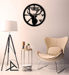 Wanduhr Hirsch – Einzigartiges Design, Metall, Wanddekoration, modernes industrielles geräuschloses Uhrwerk, 50 x 50 cm (B x H)