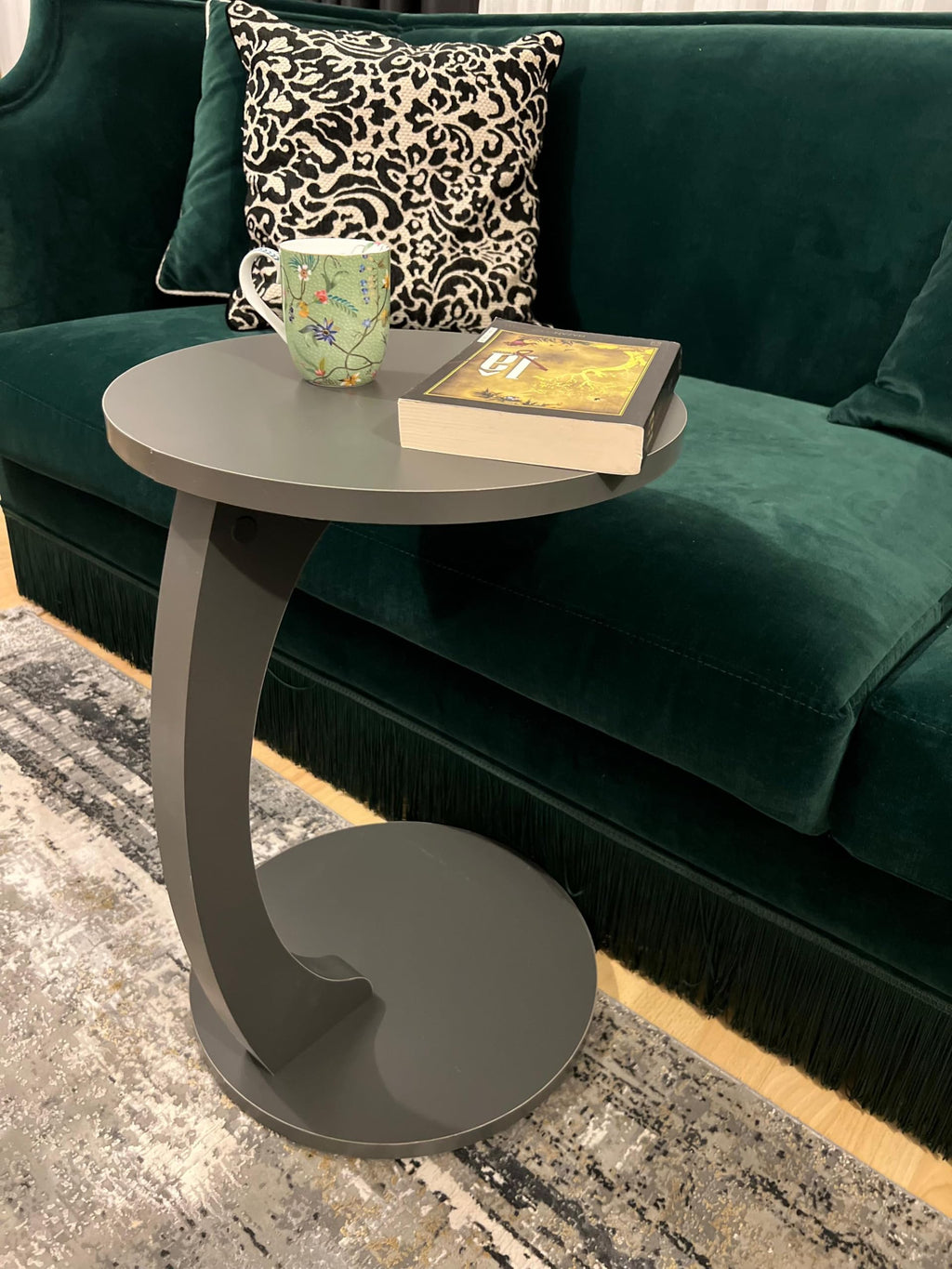 Beistelltisch C-Form Grau