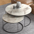 Couchtisch-Set 2-teilig Marmoroptik Weiß