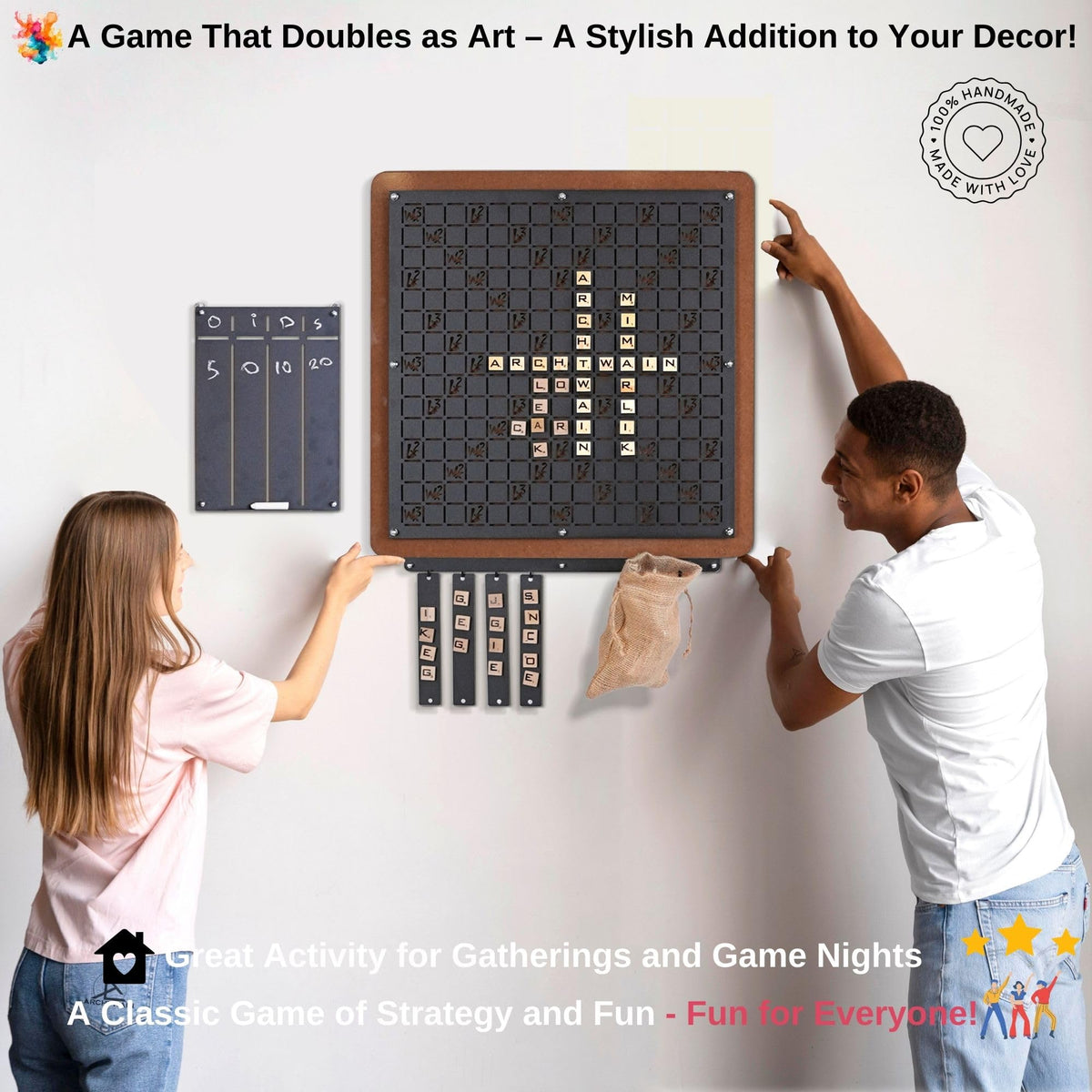 Tubibu Wandspiele, einzigartige Wanddekoration, außergewöhnliches Geschenk, Wanddekoration, Wandkunst, Wandspielbrett, Bürowandkunst, Einweihungsgeschenk (Wörter)