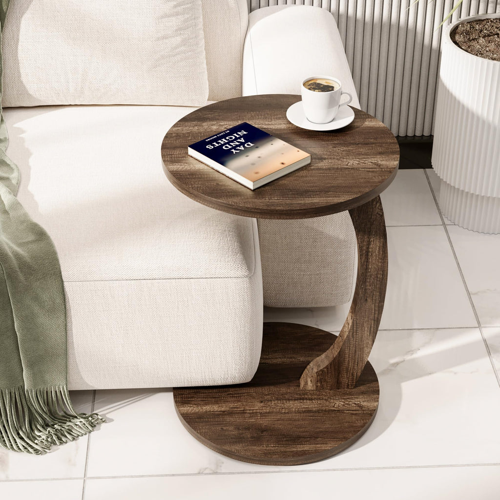 C-Form Rolltisch Walnuss