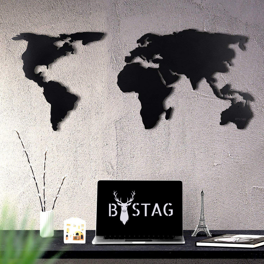 Tubibu Weltkarte Wandkunst, 100% Metall Weltkarte 2D, Skulptur, groß und breit – Wandbehang für Wohnzimmer, Schlafzimmer, Wohnheim (weiß, (60 x 120 cm)