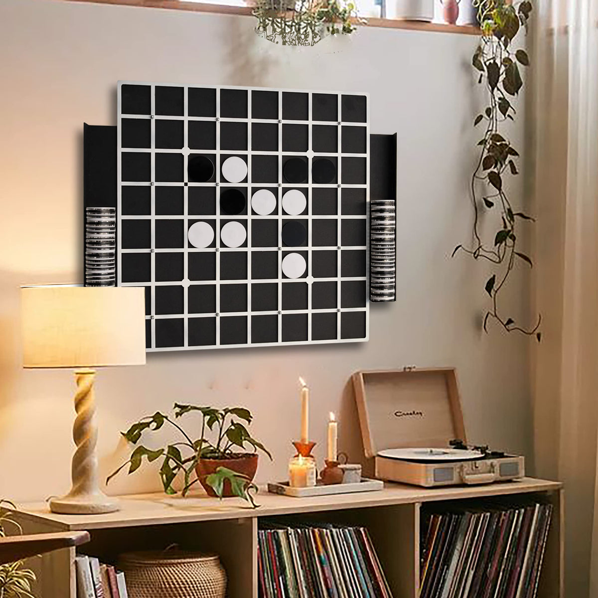 Tubibu Wandspiele, einzigartige Wanddekoration, außergewöhnliches Geschenk, Wanddekoration, Wandkunst, Wandspielbrett, Bürowandkunst, Einweihungsgeschenk (Othello/Reversi)