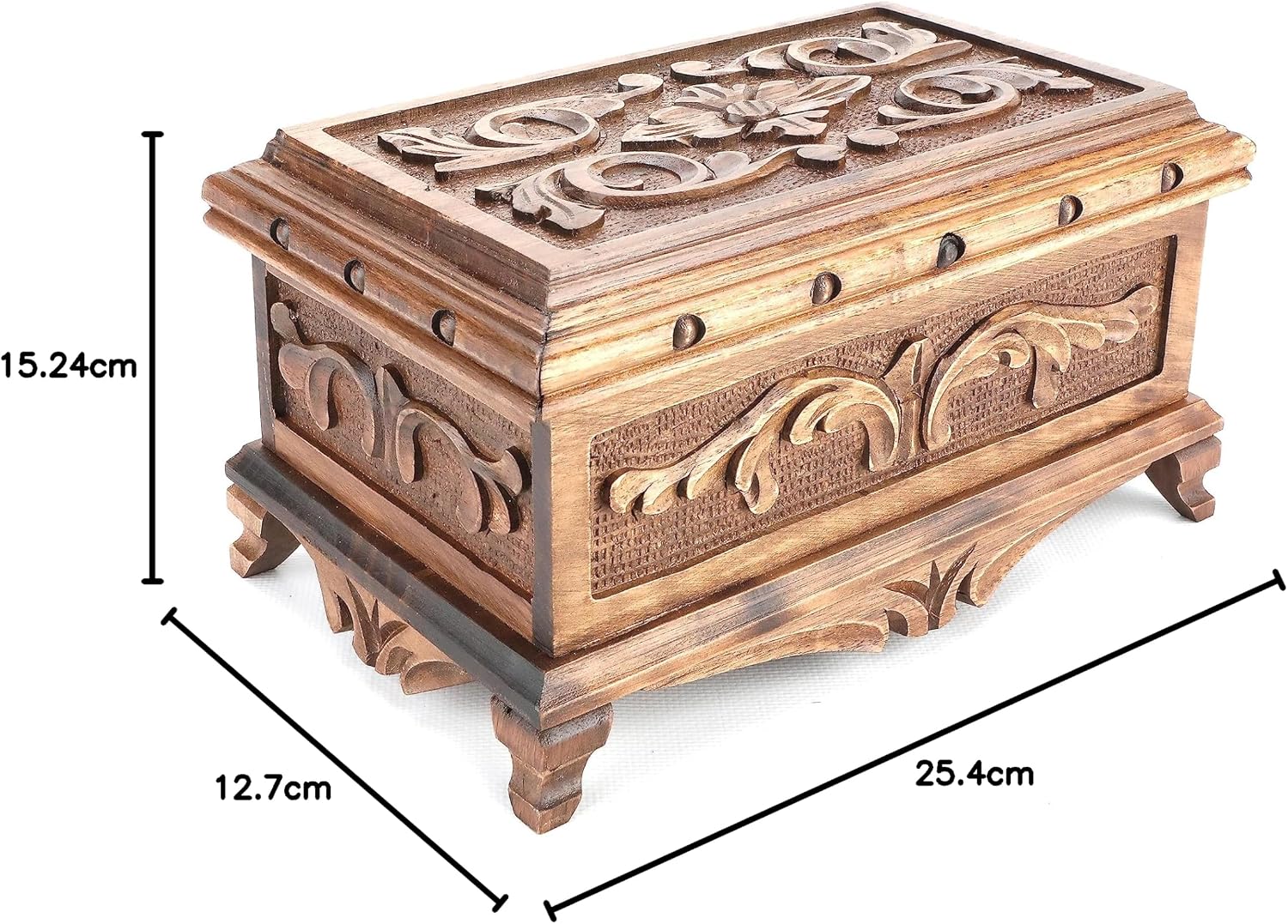 Walnut Treasure Secret Magic Box, handgefertigt, einzigartige Schmuckschatulle mit verstecktem Knopf, 25 x 15 x 12 cm