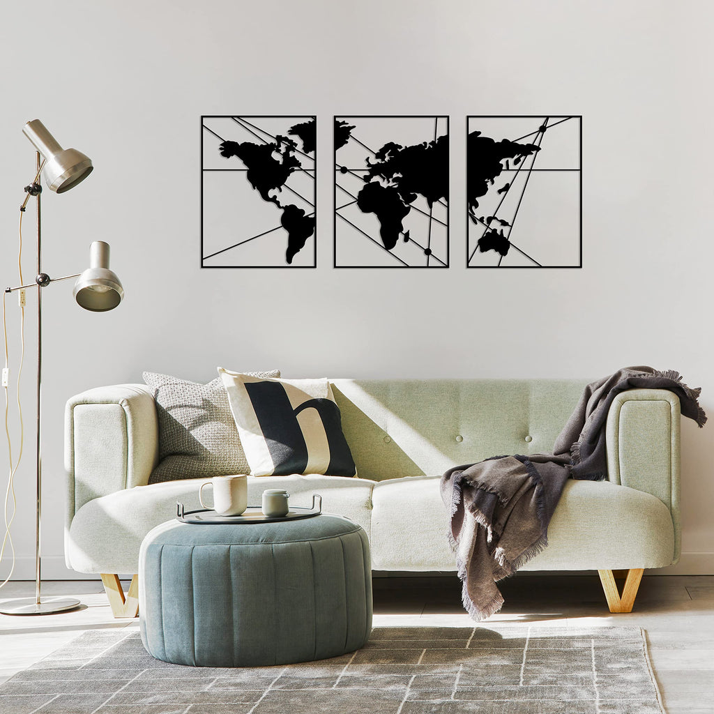 Tubibu Moderne Metall-Wandkunst 3er Set, 100% Metall - Metallische Wanddekoration, Wandbehang für Wohnzimmer, Schlafzimmer, Wohnheim, Wandskulpturen (Schwarze Karte, klein)