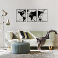 Tubibu Moderne Metall-Wandkunst 3er Set, 100% Metall - Metallische Wanddekoration, Wandbehang für Wohnzimmer, Schlafzimmer, Wohnheim, Wandskulpturen (Schwarze Karte, klein)