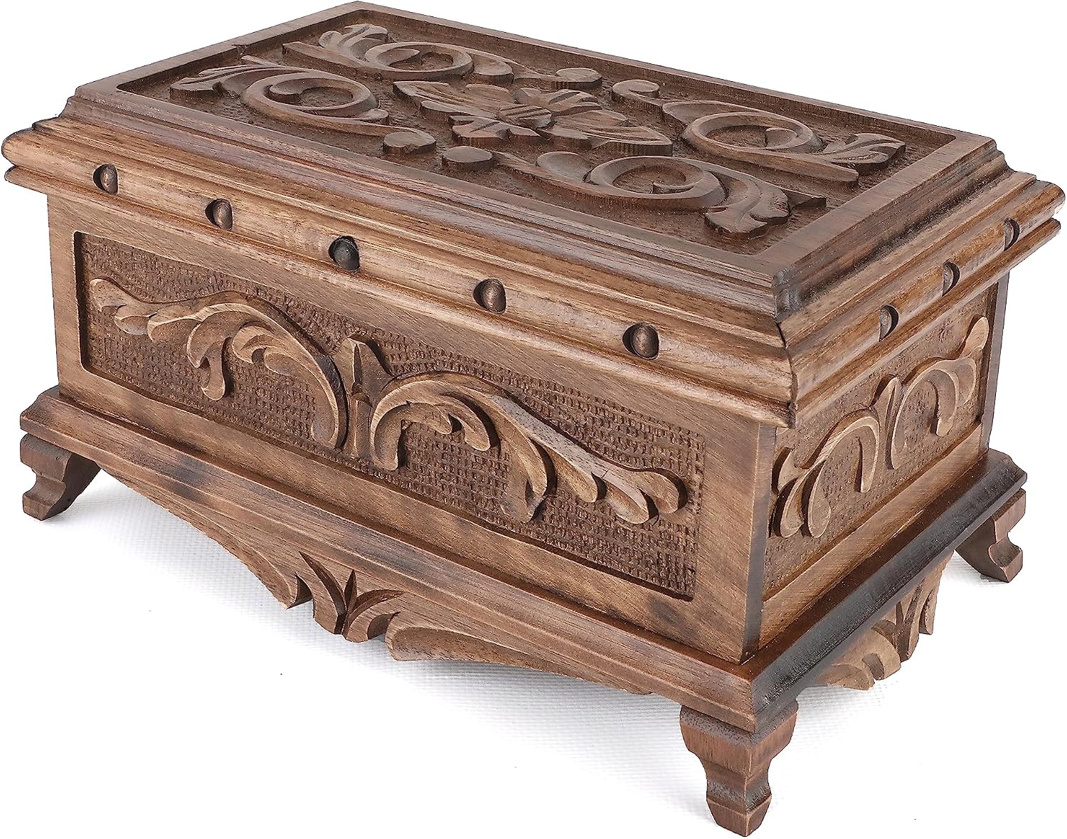 Walnut Treasure Secret Magic Box, handgefertigt, einzigartige Schmuckschatulle mit verstecktem Knopf, 25 x 15 x 12 cm