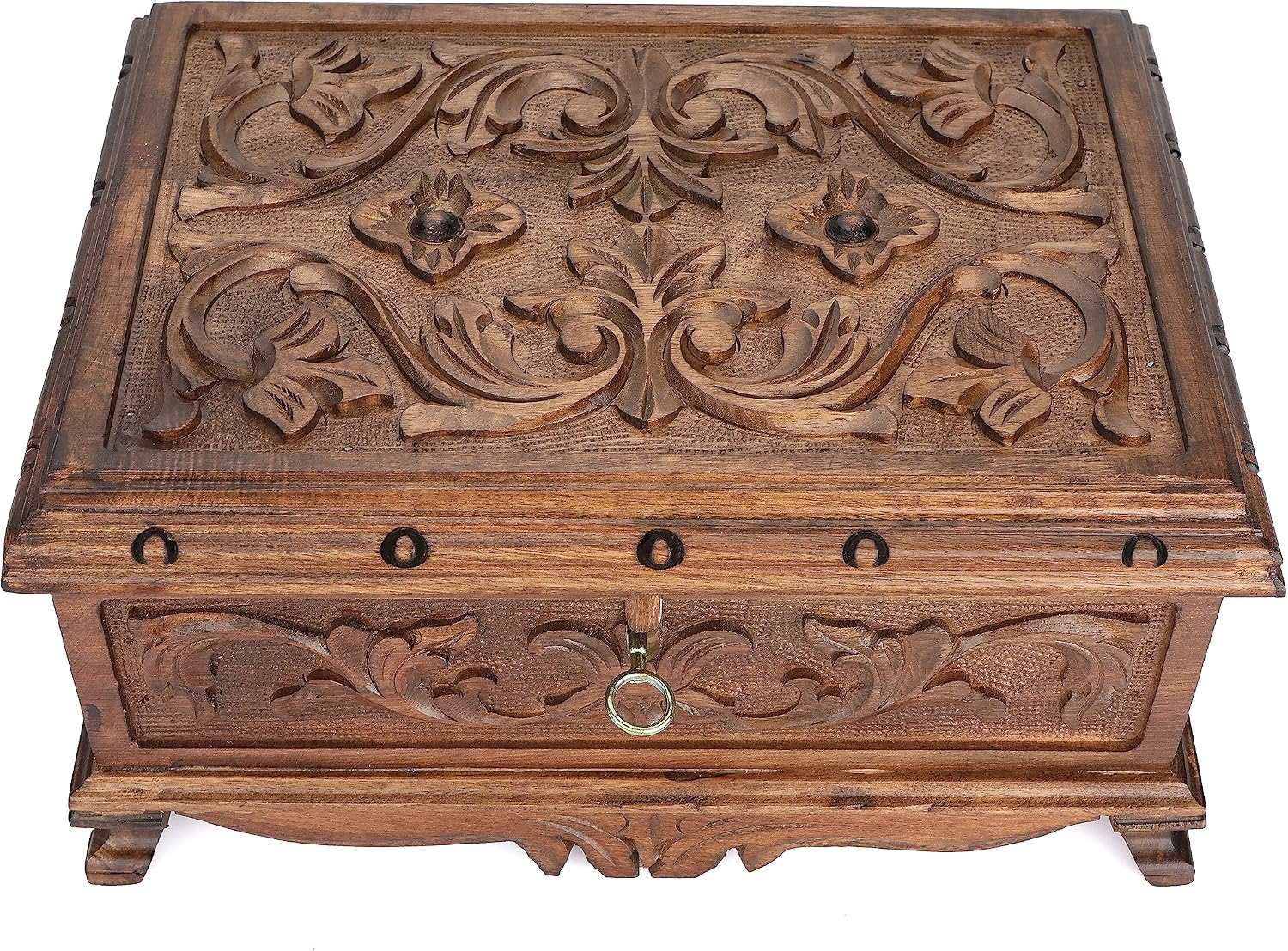 XL Walnuss Treasure Secret Magic Box handgefertigt einzigartige Schmuckschatulle