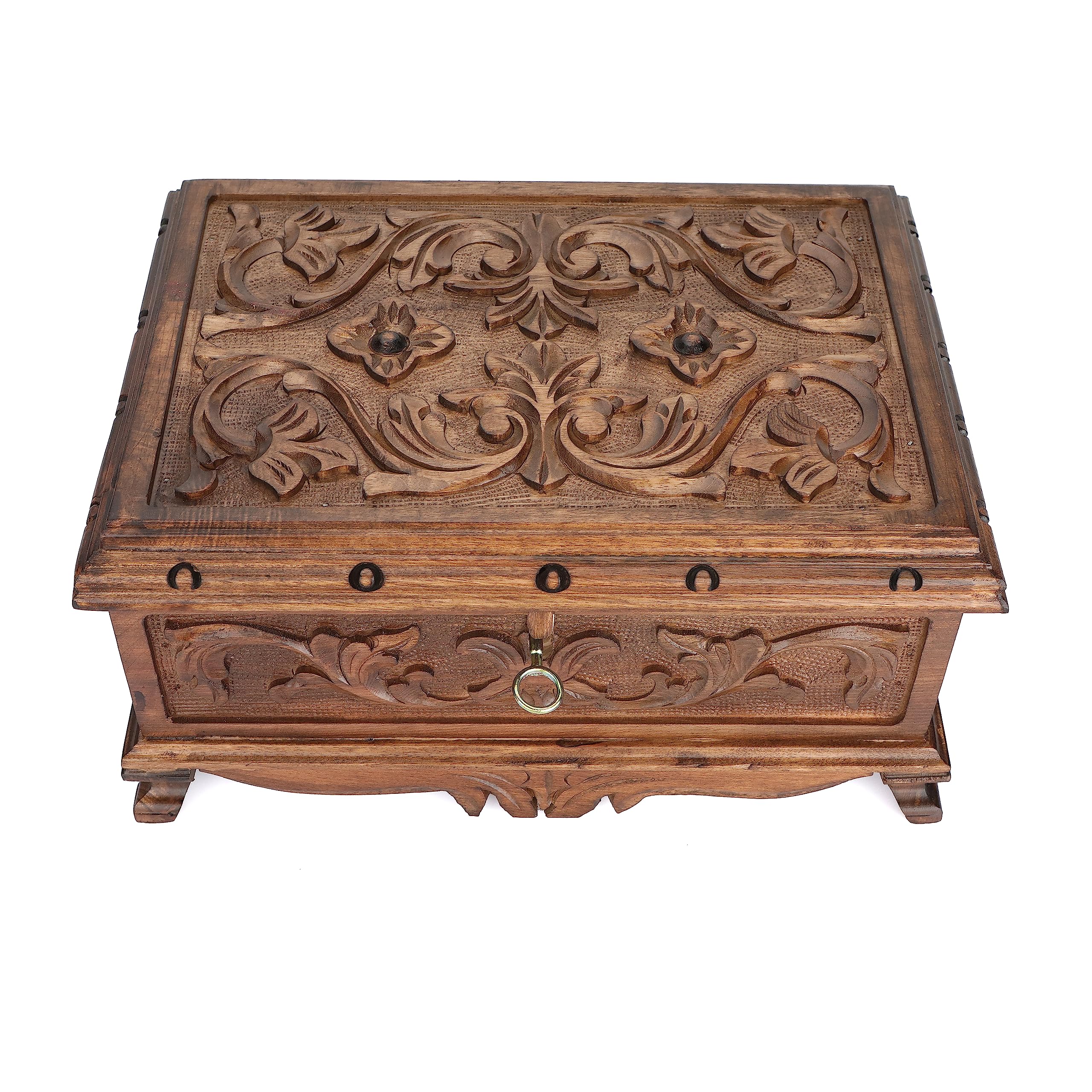 Walnut Treasure Secret Magic Box Handgefertigte einzigartige Schmuckschatulle mit verstecktem Schlüssel (klein)