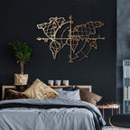 Weltkarte mit Kompass Gold – Metall-Wandkunst