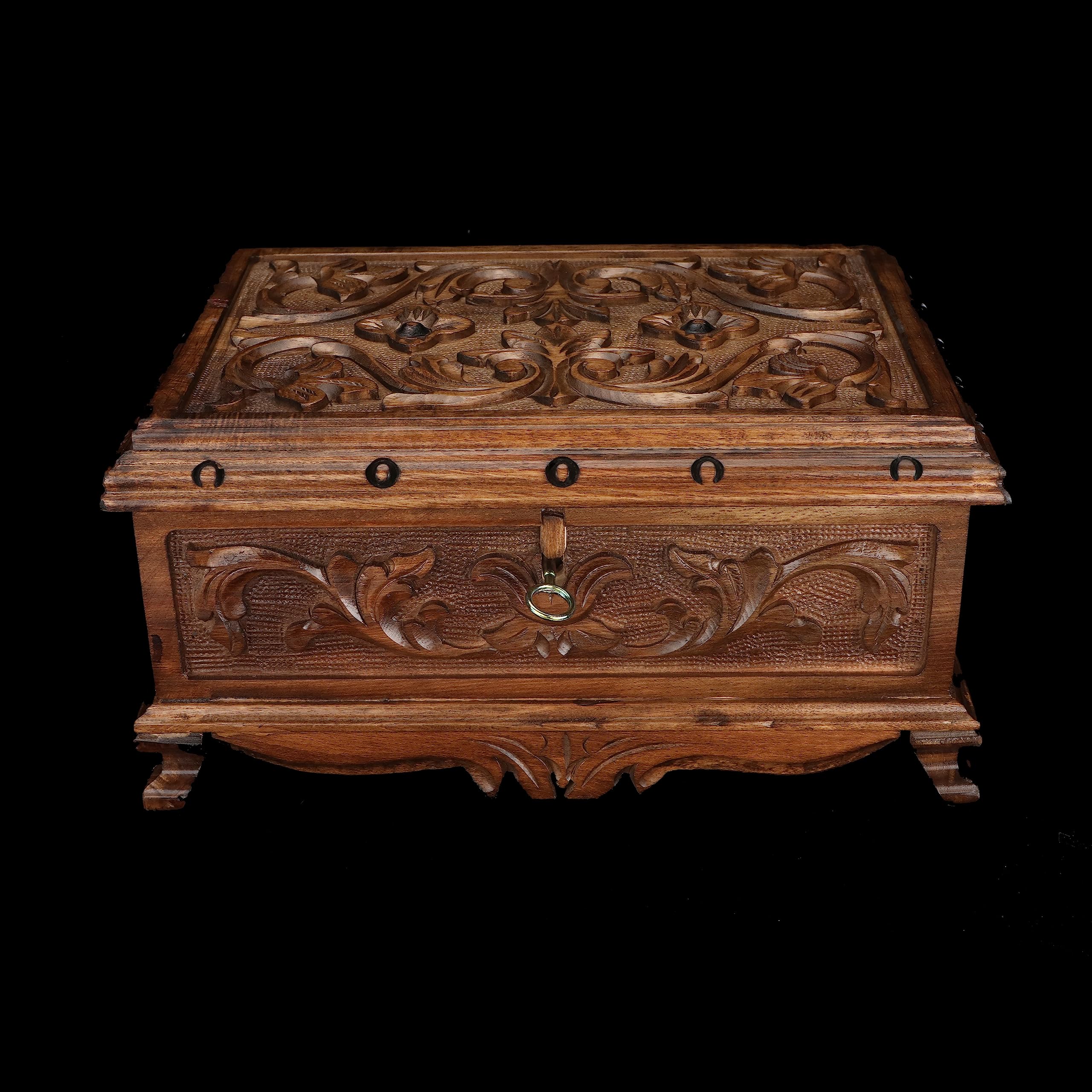 Walnut Treasure Secret Magic Box Handgefertigte einzigartige Schmuckschatulle mit verstecktem Schlüssel (klein)