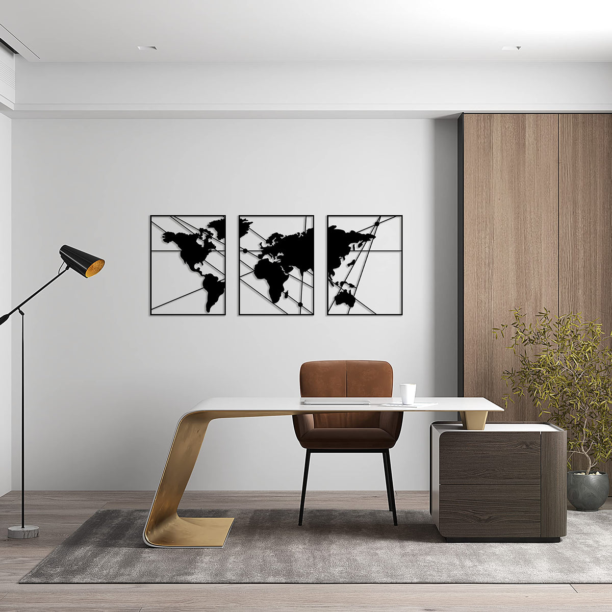 Tubibu Moderne Metall-Wandkunst 3er Set, 100% Metall - Metallische Wanddekoration, Wandbehang für Wohnzimmer, Schlafzimmer, Wohnheim, Wandskulpturen (Schwarze Karte, klein)