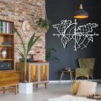 Weltkarte mit Kompass Weiß – Metall-Wandkunst