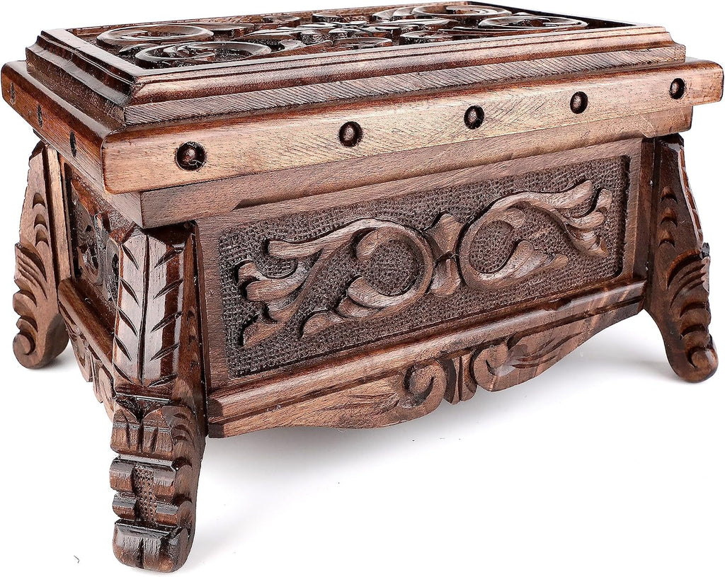 Walnuss Treasure Secret Magic Box handgefertigte einzigartige Schmuckschatulle mit verstecktem Knopf, Größe XXL