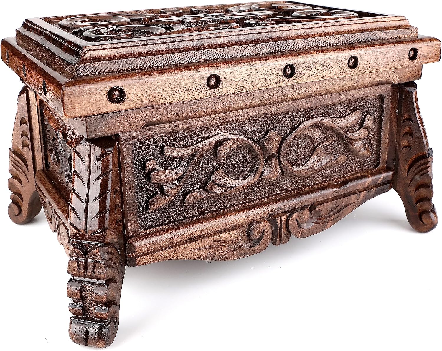 Walnuss Treasure Secret Magic Box handgefertigte einzigartige Schmuckschatulle mit verstecktem Knopf, Größe XXL