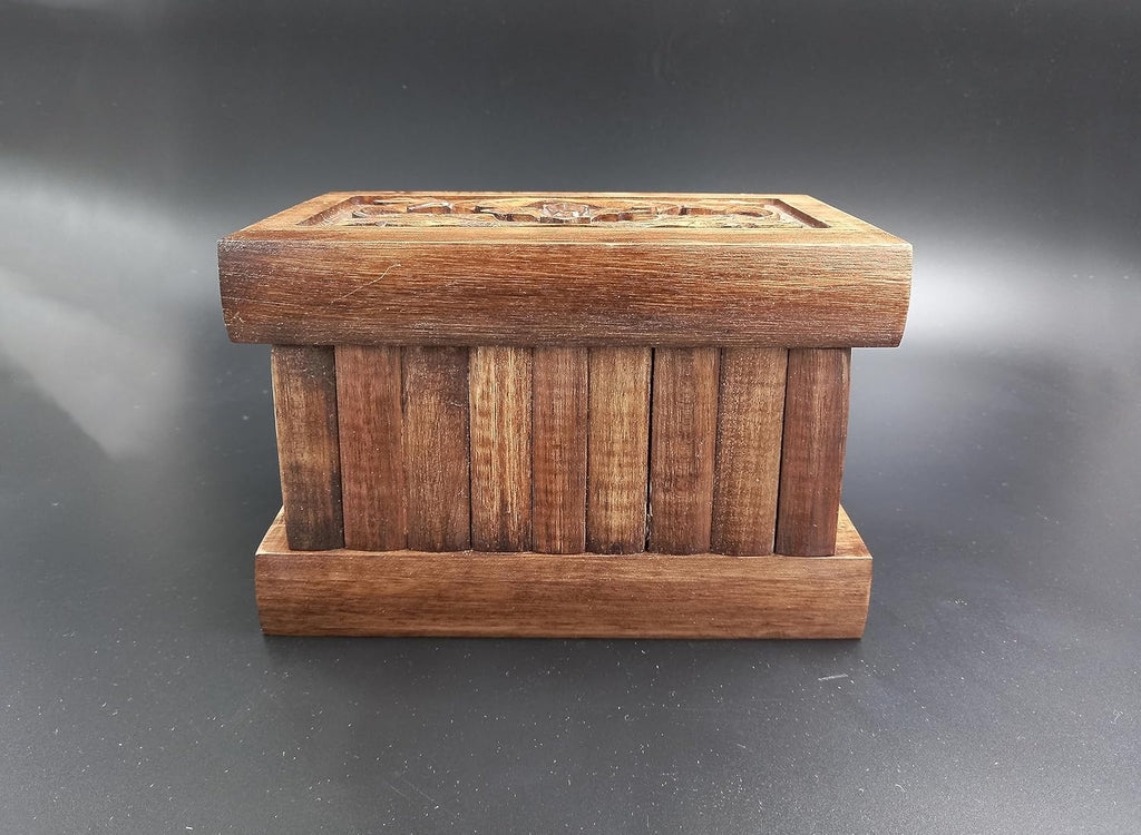 Walnut Treasure Secret Magic Box Handgefertigte einzigartige Schmuckschatulle mit verstecktem Schlüssel (klein)