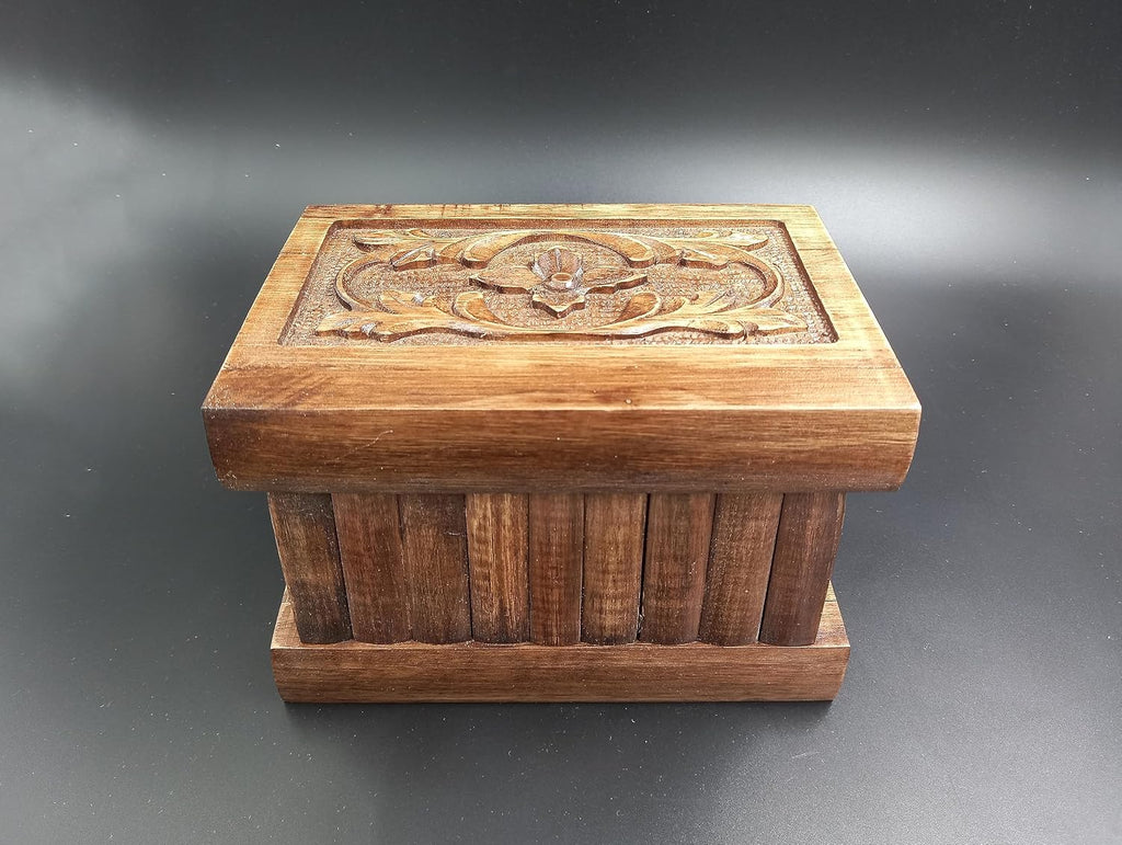 Walnut Treasure Secret Magic Box Handgefertigte einzigartige Schmuckschatulle mit verstecktem Schlüssel (klein)