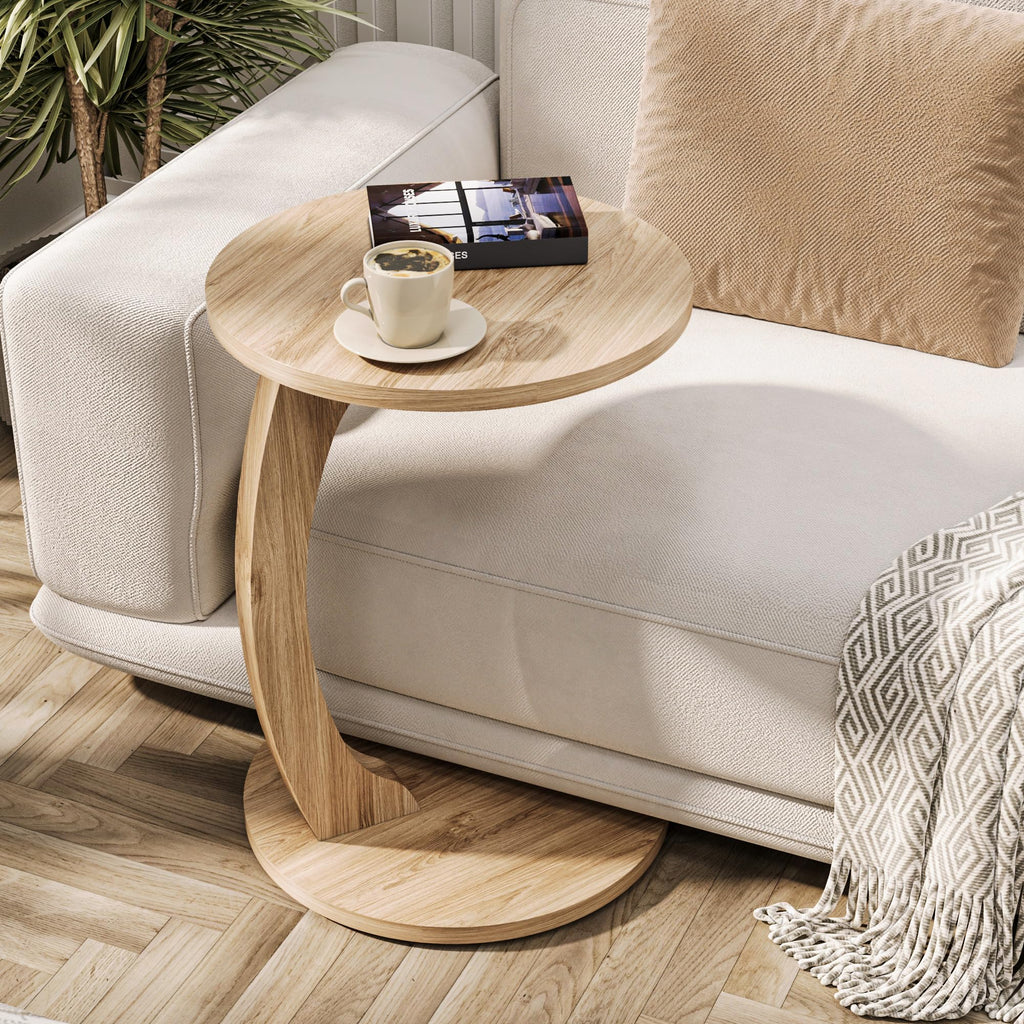 Beistelltisch C-Form Nussbaum-Optik
