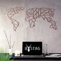 Geo Map Weltkarte Bronze Metall-Wandkunst 60 x 120 cm