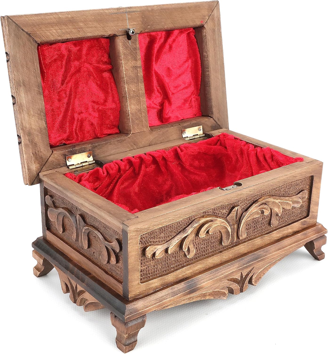 Walnut Treasure Secret Magic Box, handgefertigt, einzigartige Schmuckschatulle mit verstecktem Knopf, 25 x 15 x 12 cm