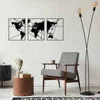 Tubibu Moderne Metall-Wandkunst 3er Set, 100% Metall - Metallische Wanddekoration, Wandbehang für Wohnzimmer, Schlafzimmer, Wohnheim, Wandskulpturen (Schwarze Karte, klein)