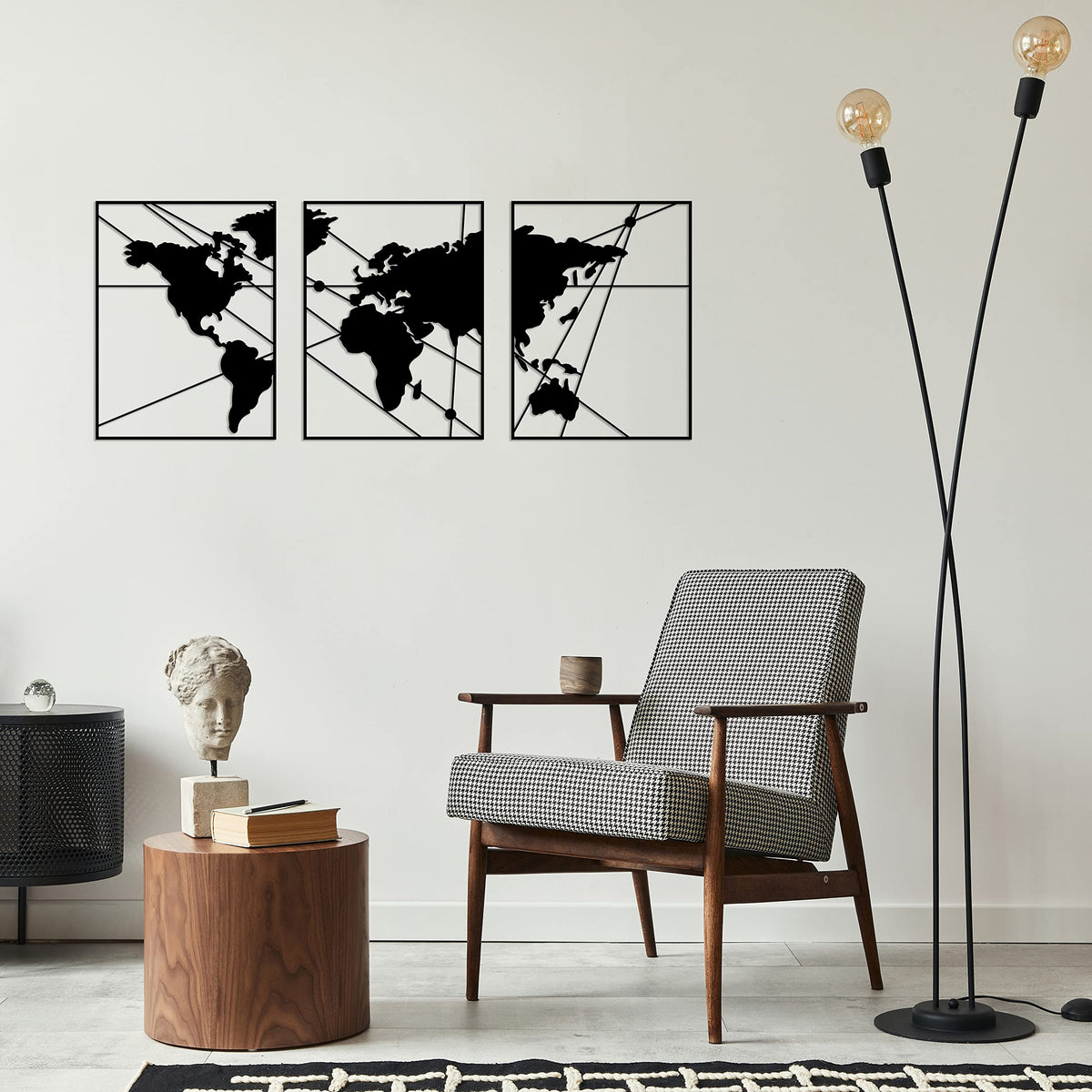 Tubibu Moderne Metall-Wandkunst 3er Set, 100% Metall - Metallische Wanddekoration, Wandbehang für Wohnzimmer, Schlafzimmer, Wohnheim, Wandskulpturen (Schwarze Karte, klein)